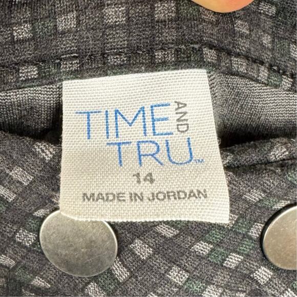 Time And Tru Black & Gray Plaid Stretch Ponte Pants Size 14 - Picture 6 of 8